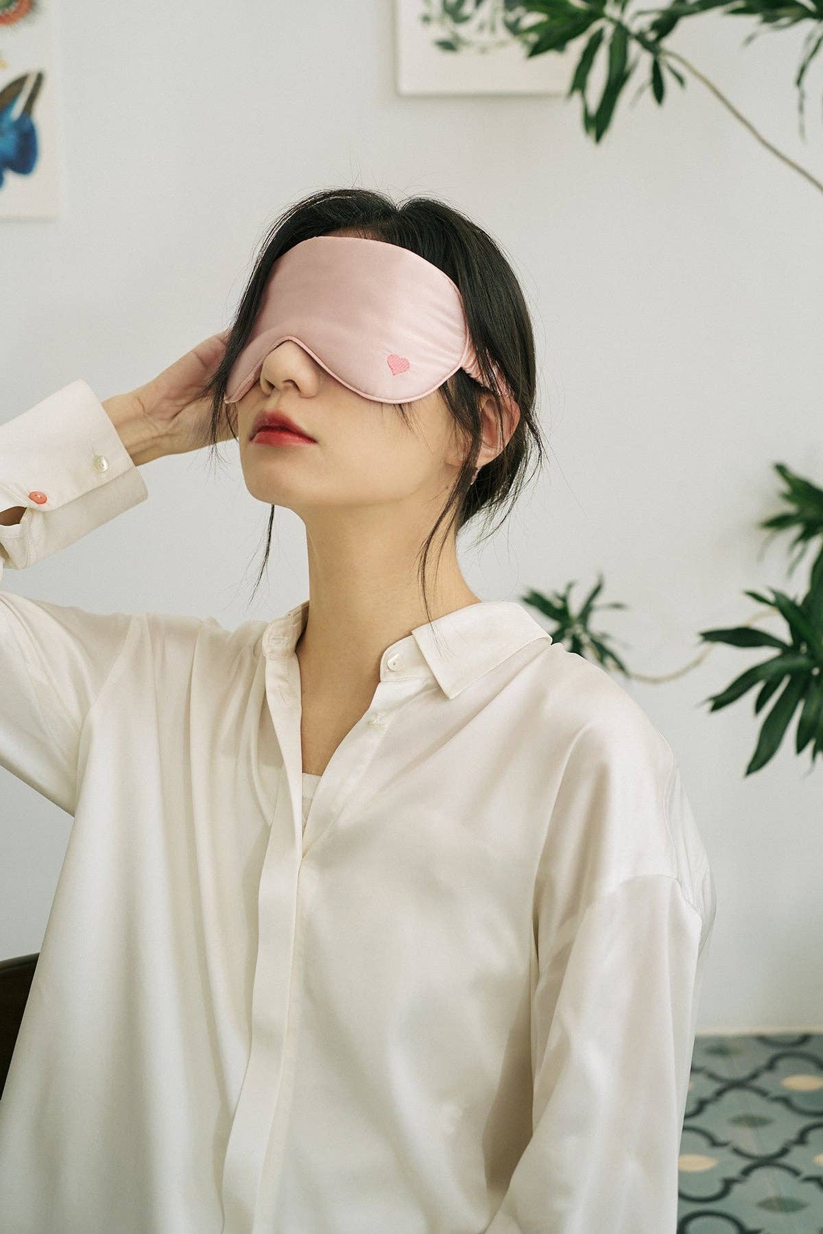“Love Heart” Silk Sleep Eye Mask - Pink for wholesale on Faire1