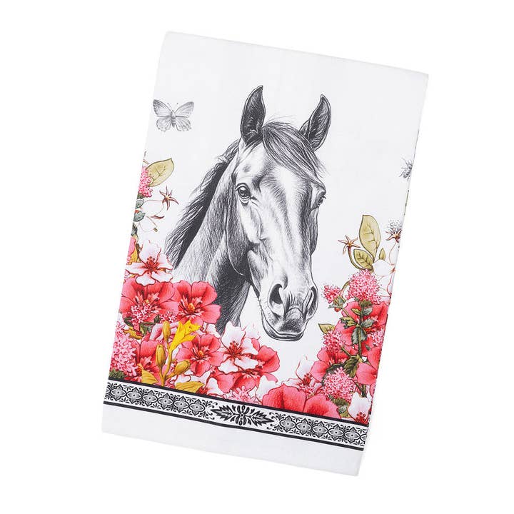 STROFINACCIO DA CUCINA CON FIORI ROCCIOSI SU APPENDINO per la vendita all'ingrosso da parte di Blue Stallion Farm