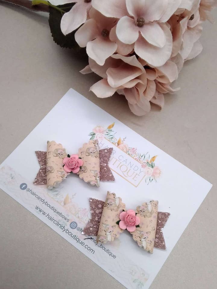 Mini Floral Scallop Deer for wholesale by Hair Candy Boutique