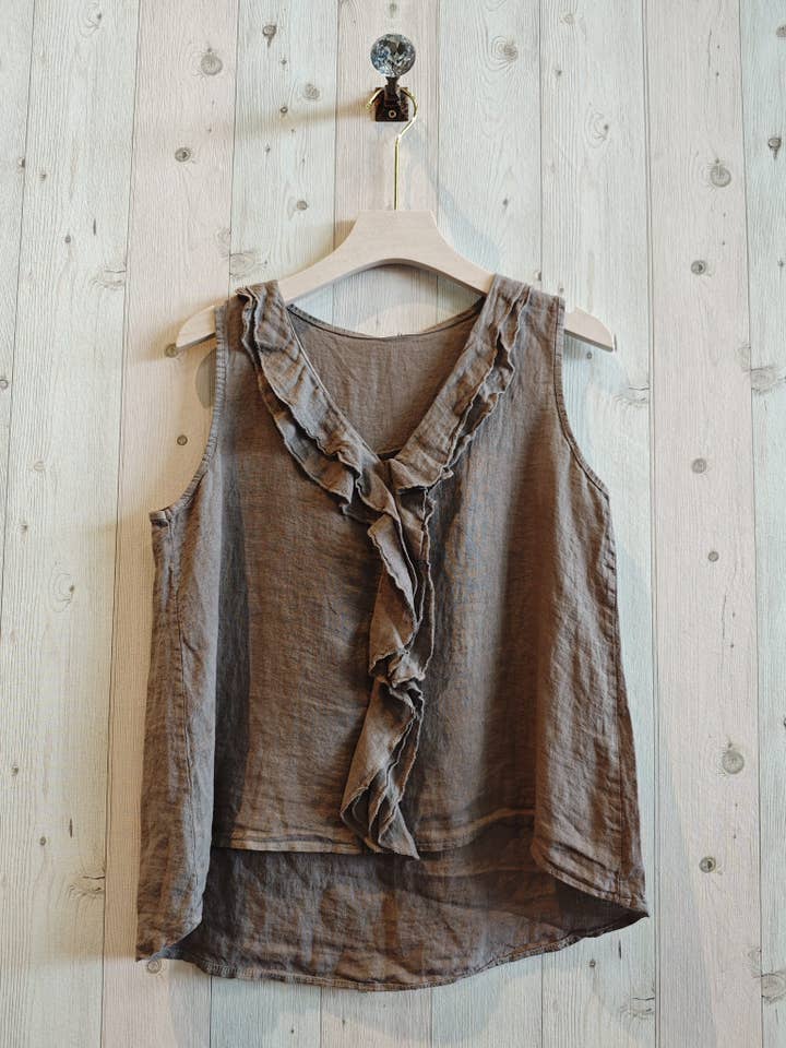 Linen & More - Wholesale Blouse - Women's - REF 17461 100% LINEN RUFFLE T-SHIRT6