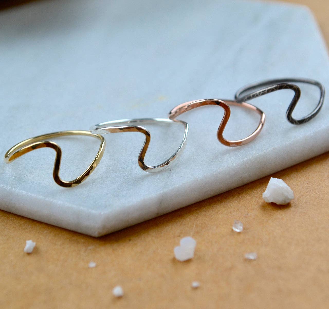 Foamy Wader - Wholesale Band/Stacked Ring - Waves Ring - handmade asymmetric wave ring, sustainable jewelry (4 metals)3