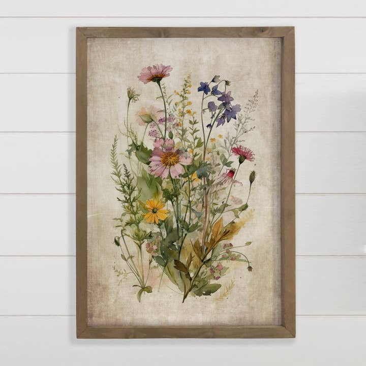 Hangout Home - Wholesale Art Print - Gathered Wildflowers - Framed Flower Canvas Art - Farmhouse