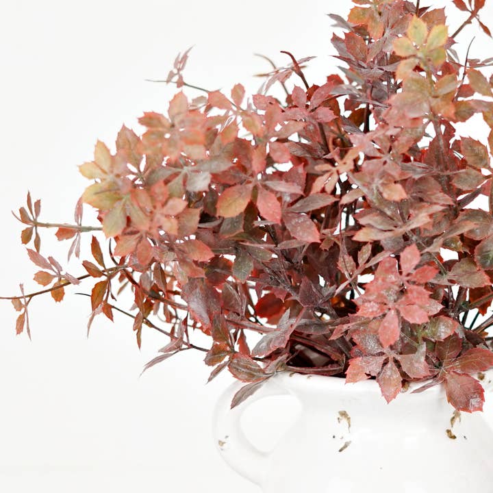 Impressive Enterprises, Inc. - Wholesale Artificial Plant - 530076- 16in Plastic Sweetgum Leaves Bush-Flocked Burgundy g4