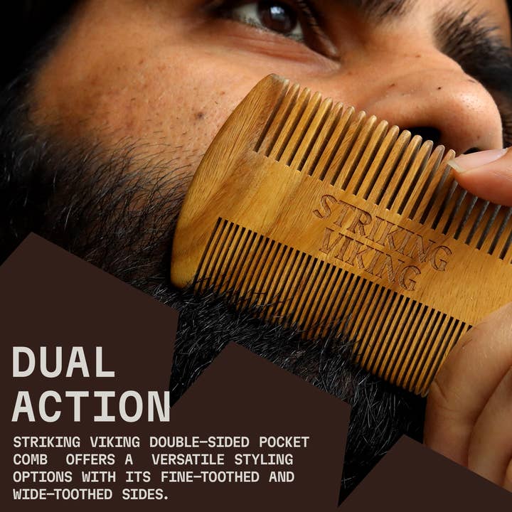 Striking Viking - Wholesale Beard Brush/Comb - Sandalwood Wooden Beard Comb (Black)