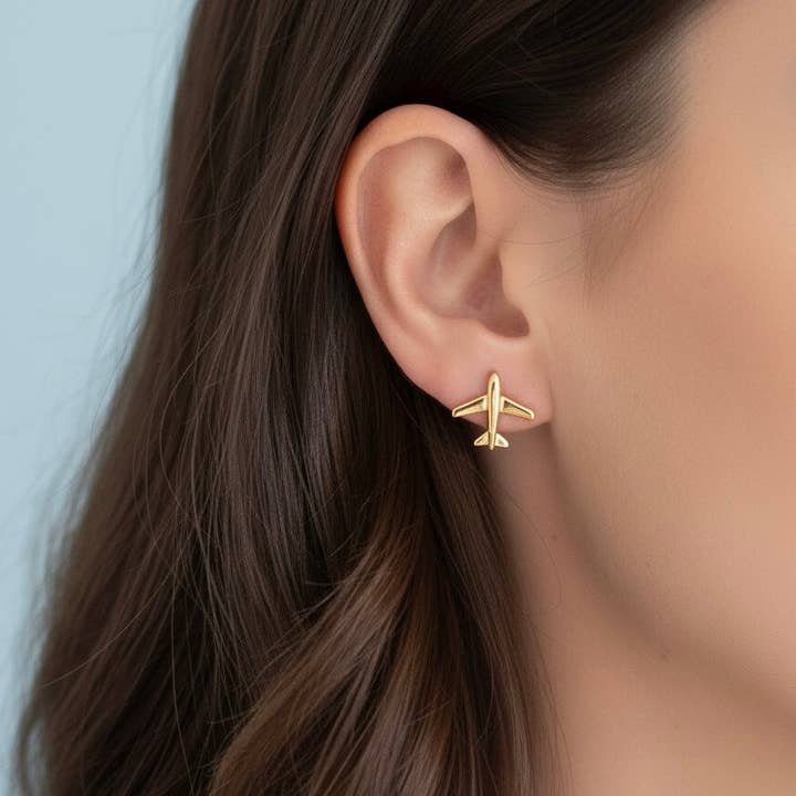 DUESTELLE ITALIA - Wholesale Stud/Post Earrings - Jet Set stud earrings gold plated 18K gold1