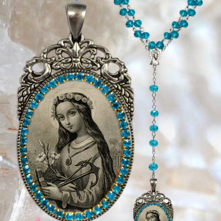 MariaSantissimaShop - Wholesale Pendant/Charm Necklace - Rosary St. Philomena: Patron Saint of Babies, Infants, and Youth Handmade Necklace Catholic Christian Religious Jewelry Medal Pendant