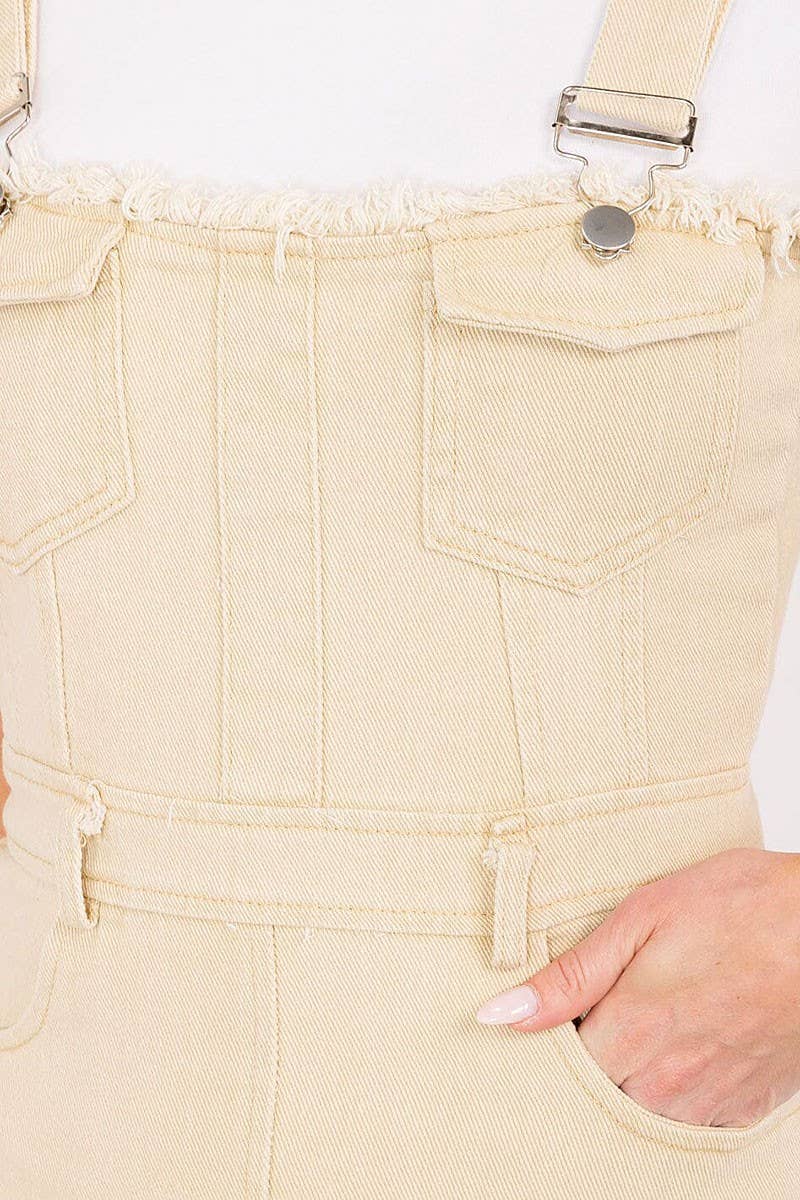 KHAKI SOLID POCKET FRONT RAW EDGE HEM MIDI DENIM DRESS for wholesale on Faire3