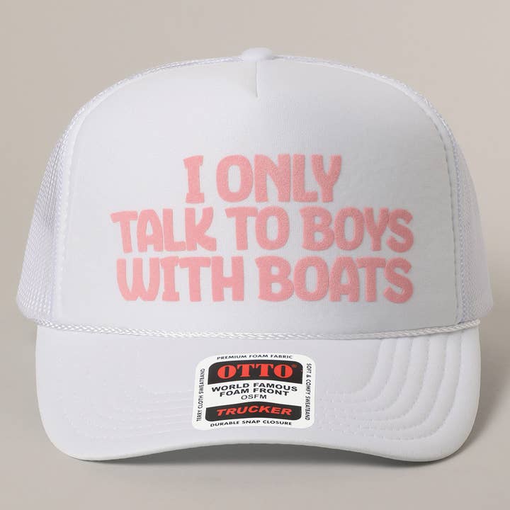 Fashion City - Vente Casquette de camionneur – femme - Je ne parle qu'aux garçons avec des bateaux Casquette à filet arrière avec texte30