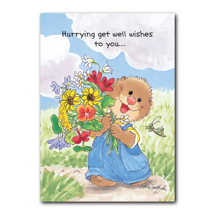Ollie Flowers Get Well Greeting Card for wholesale by Suzy's Zoo Store