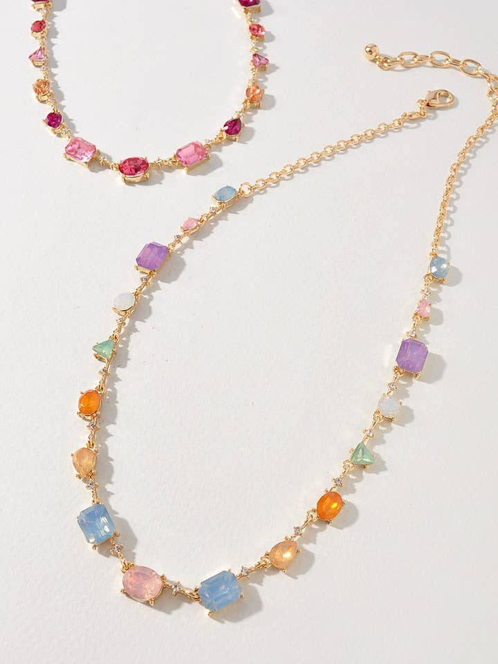 Collar de piedras de cristal de colores con cuentas y formas múltiples de strass para venta al por mayor de anbfashion