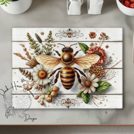 Rainha Abelha / Boho / Estilo Moderno - Tábua de Corte de Vidro por atacado de Dark Horse Dream Designs LLC