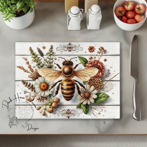 Dronningbi / Boho / Moderne Stil - Glas Skærebræt for engroshandel hos Dark Horse Dream Designs LLC