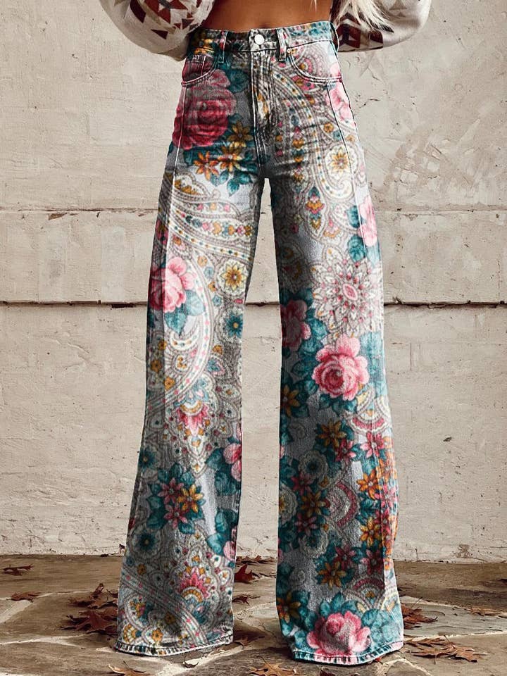 Tourtiwi - Venta al por mayor Vaqueros - Mujer - pantalones casuales estampados de gran tamaño para mujer, jeans finos de imitación
