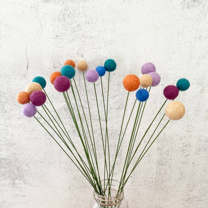 Oakwind Hollow – Flores artificiais por atacado – Conjunto de 8 Bouquet de Bolas de Flor de Lã de Feltro Pastel Dream3