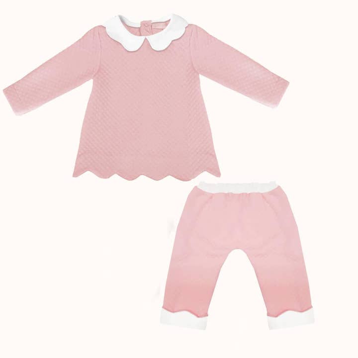 Pim-Pam-Pum - Wholesale Clothing Set - Baby - 2-Piece Old Rose Diamond Footless Set1