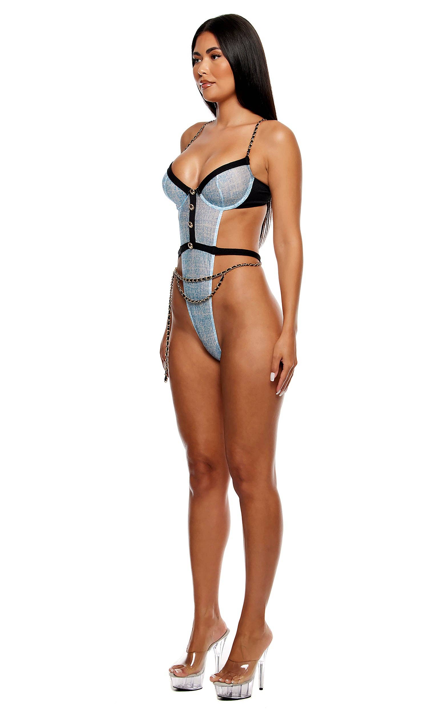 Blu Ghiaccio Set intimo Keep It Classy Mesh Teddy - Blu ghiaccio in vendita all'ingrosso su Faire6