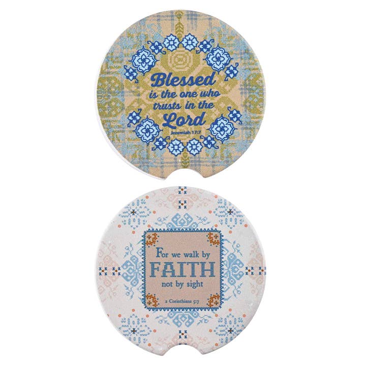 Car Coaster Faith/Blessed 2 Designs 2-Pk for wholesale by Dicksons