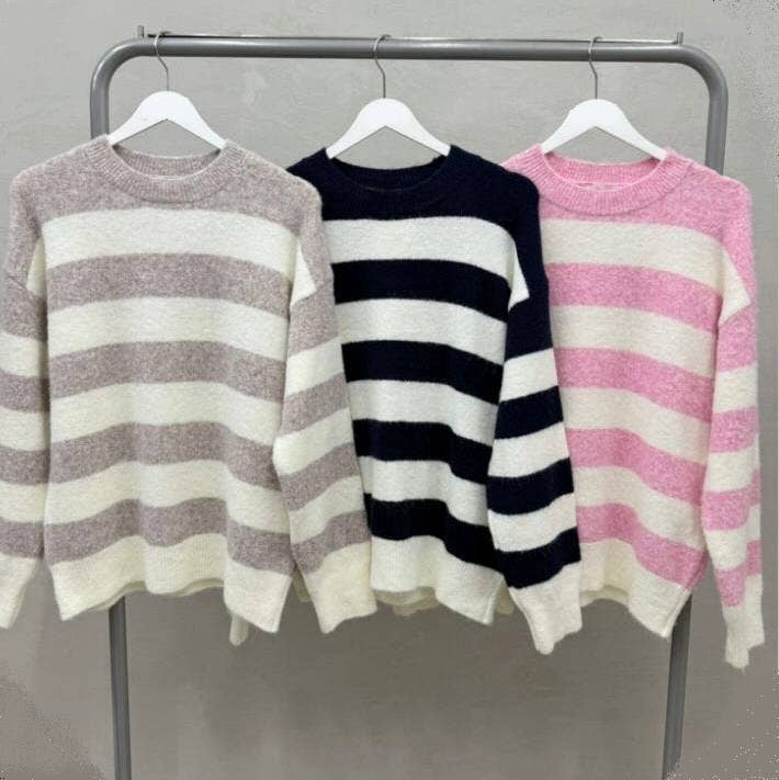 Anaz - Wholesale Knit Sweater - Women's - Bold Striped Sweaters2
