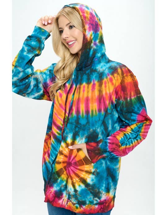 Plus Size - Long-Sleeves Tie-Dye Hoodie (TH-1698) for wholesale by Kathmandu Imports