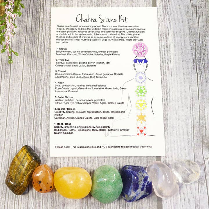 Natures Artifacts Inc - Wholesale Spiritual Stone/Crystal - Chakra Balancing Stone Kit with 7 Tumbled Stones