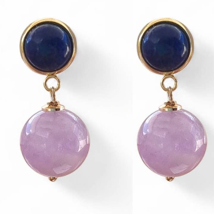 Umbria Lapis Lazuli and Lavender Amethyst Earrings for wholesale by PearlGem Designs