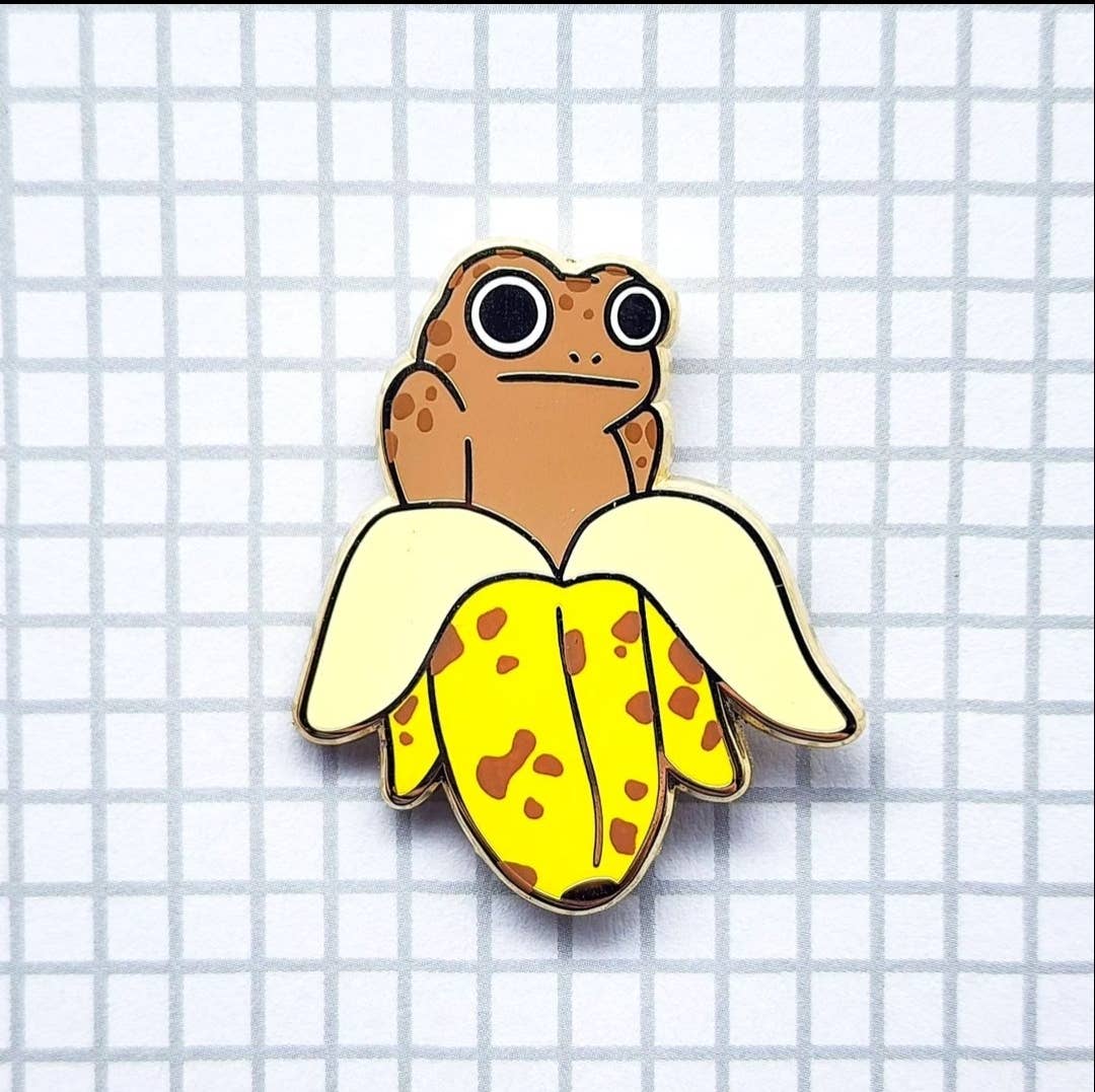 Toku Arts - Wholesale Lapel Pin/Button - Banana Frog Enamel Pin