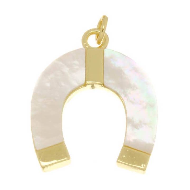 Bijou Charme Fer à Cheval en Nacre Dorée, CPG2695-CPG2696 pour la vente par Jewel Pledge