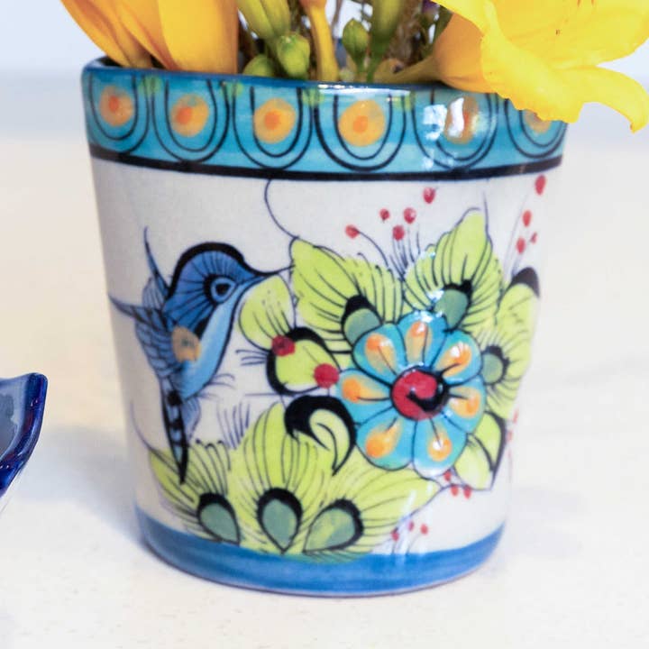 Ellipse Stoneware Hummingbird Vase for wholesale by Upavim Crafts