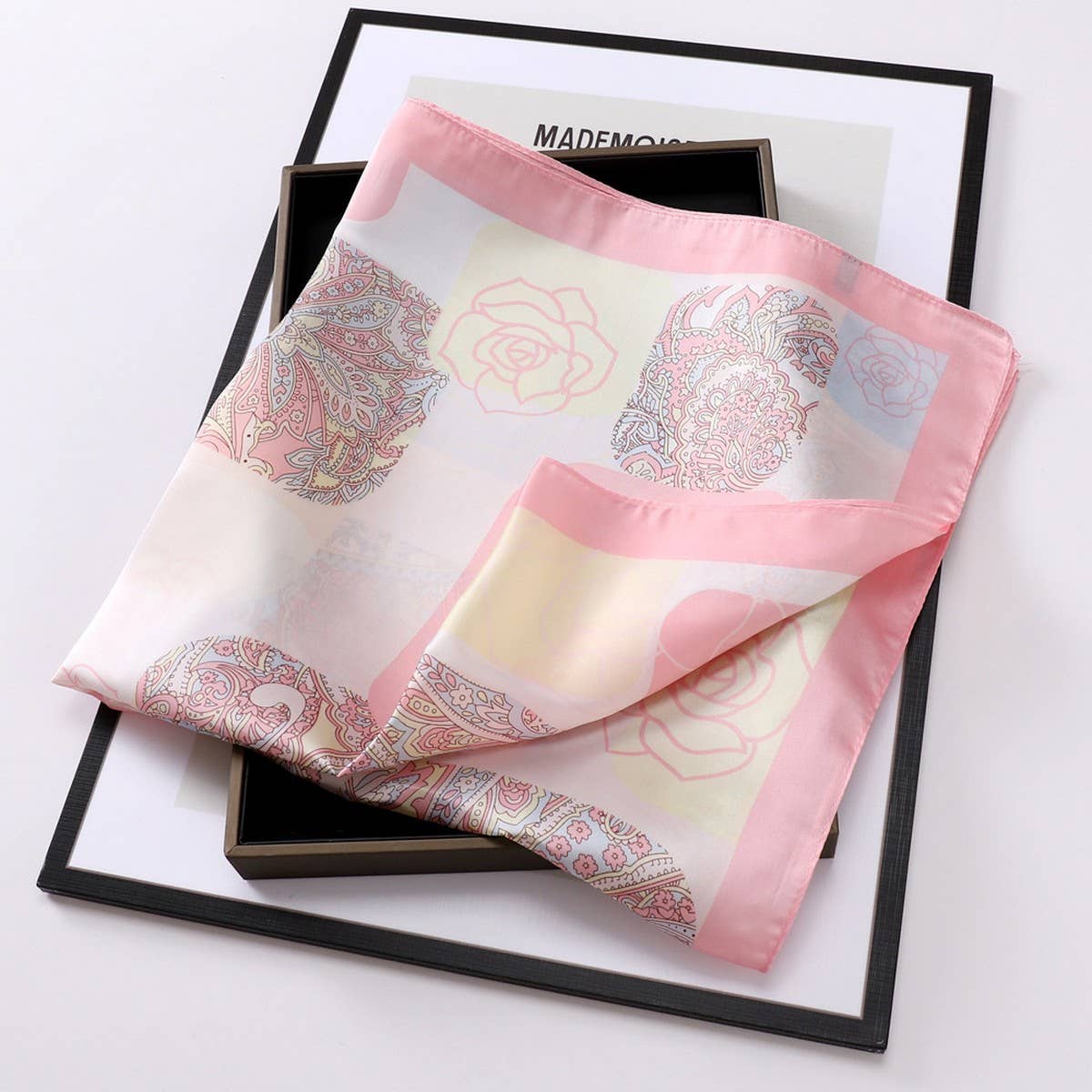 ACCITY - Wholesale Scarf - Women's - Vintage Letter Print Satin Square Scarf for Women_CWASC080921