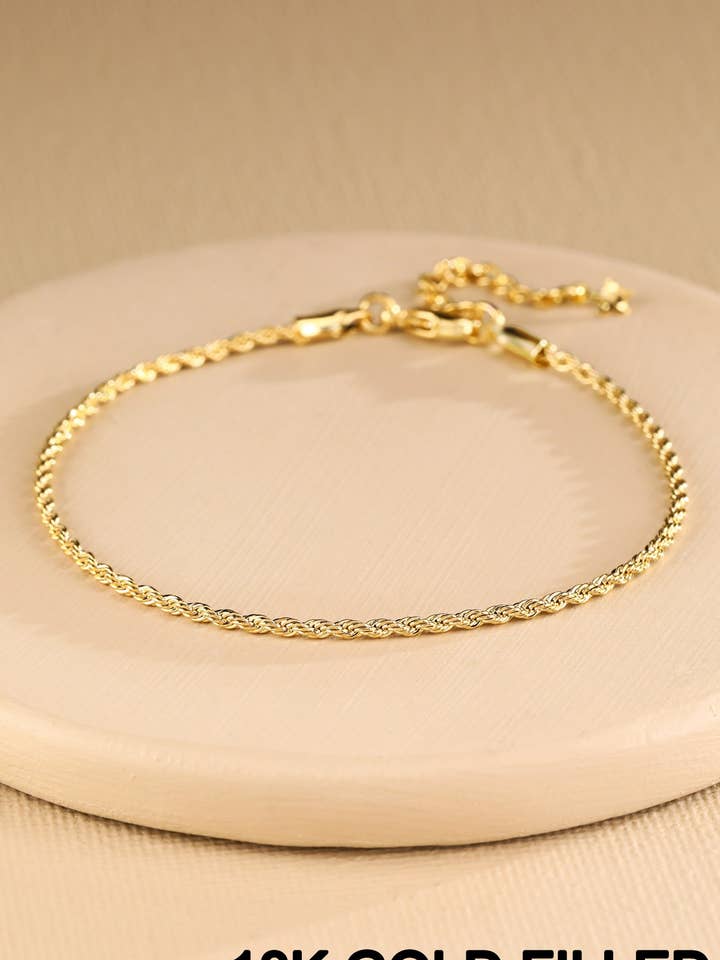 18K Gold Filled Rope Chain Bracelet for wholesale by Urbanista