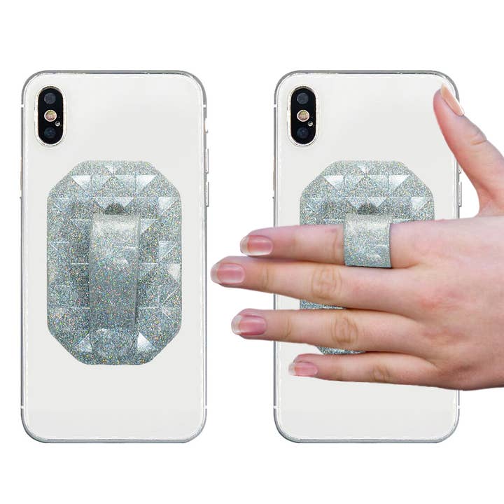 Phone Flipper (Peel & Stick) Phone Fingerloop - Silver Geo for wholesale by Phone Flipper