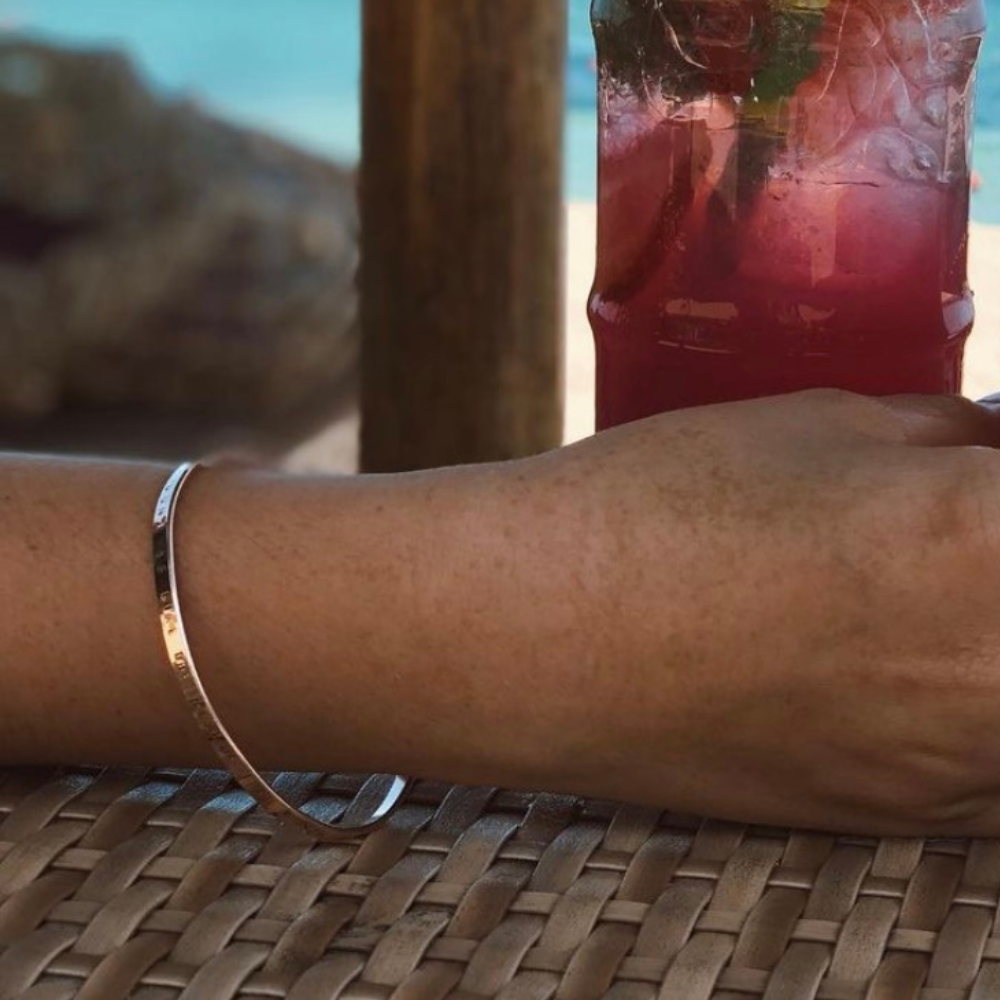 Camilla Limón - Wholesale Bangle Bracelet - 18K Gold Mantra Bracelet | Ohana Quote | Engraved Bracelet7