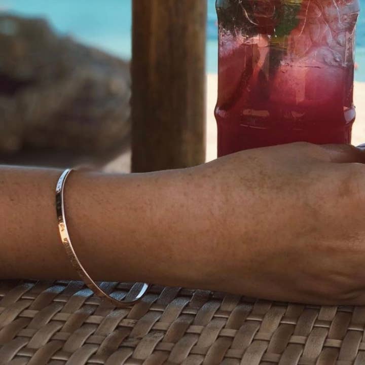 Camilla Limón - Wholesale Bangle Bracelet - 18K Gold Mantra Bracelet | Ohana Quote | Engraved Bracelet7