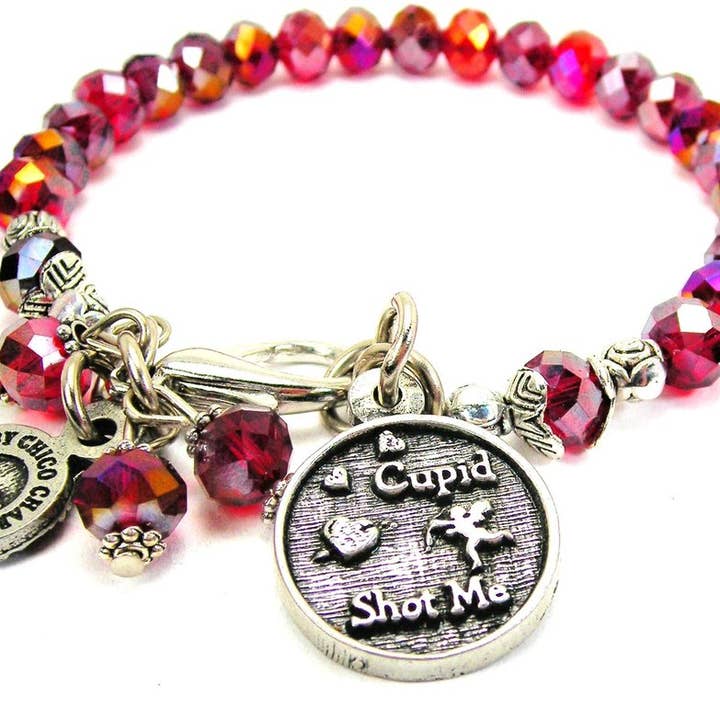 Cupid Shot me Splash of Color Crystal Bracelet Valentine's for wholesale by Chubby Chico Charms
