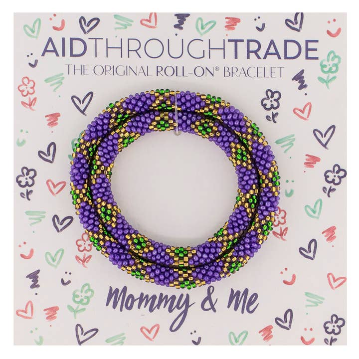 Mommy & Me Mardi Gras Bracelets 💜💛💚 for wholesale by Aid Through Trade