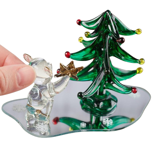 Factory Direct Craft - Wholesale Kerstdecoratie - Handgemaakte glazen berenfiguur die kerstboom versiert1