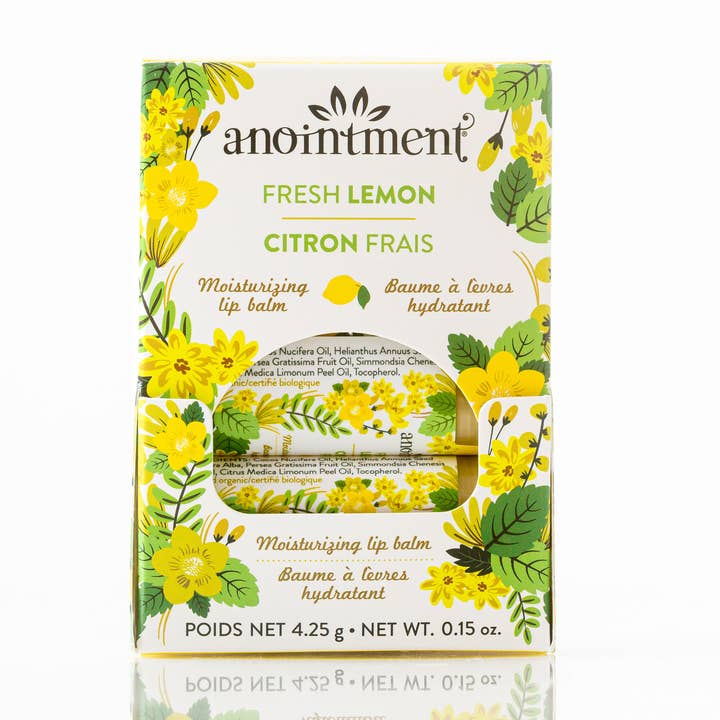 Fresh Lemon Lip Balm for wholesale by Anointment Natural Skin Care
