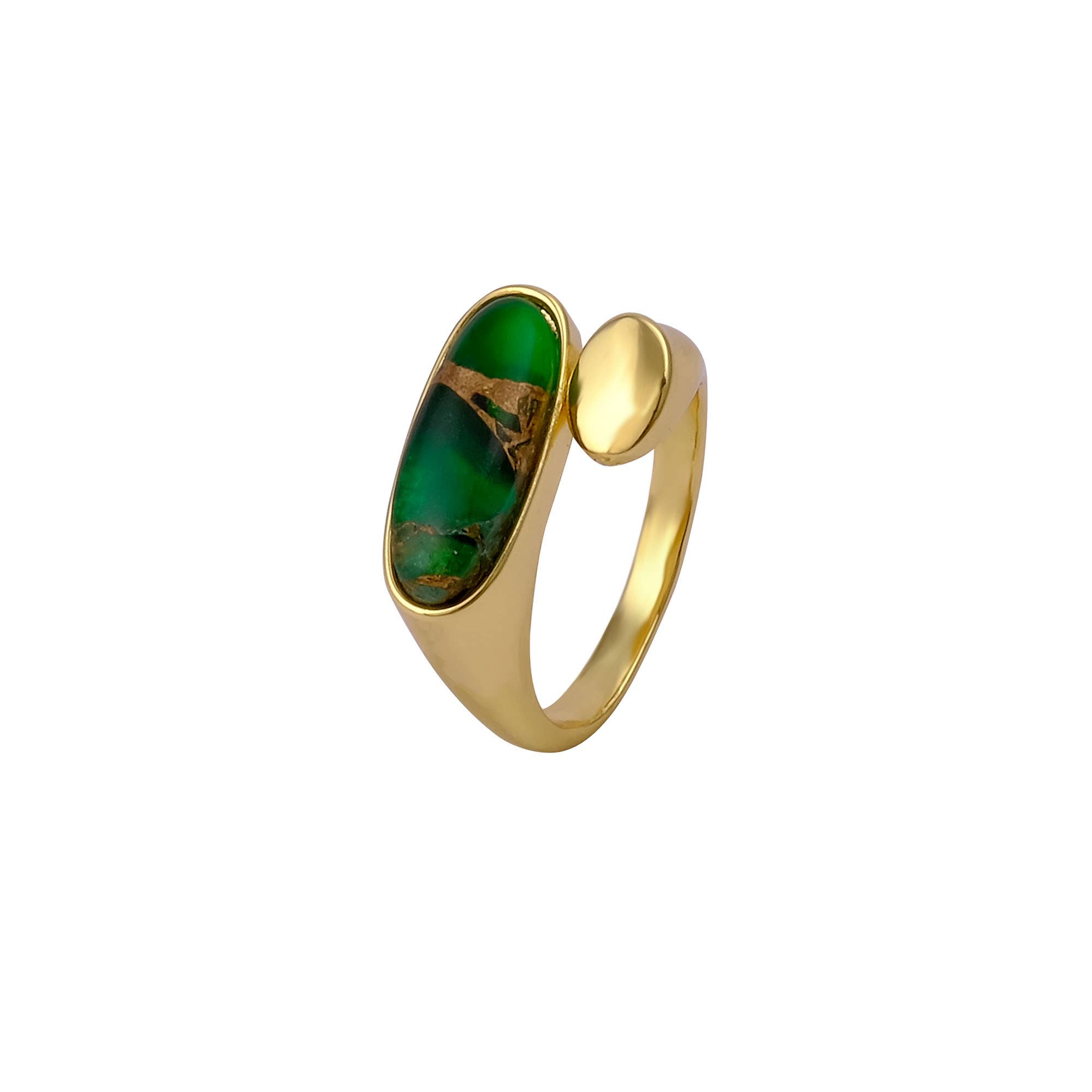 El Joyero - Wholesale Multi-Stone Ring - Emerald Mojave Turquoise Oval Shape Gemstone Adjustable Ring4