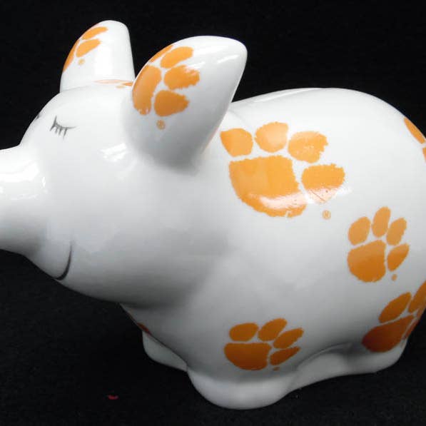 Clemson Tigers Bank Piggy Logo All Over for wholesale by Jenkins Enterprises