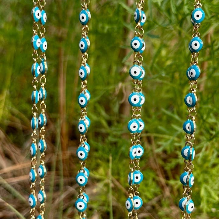 Guzel Handcrafts - Vente Attrape-soleil - Chaîne Nazar Boncuk Œil Protecteur pour Rétroviseur avec Attrape-soleil Arc-en-ciel - Chaîne Or ou Argent - Cadeau Mal de Ojo3