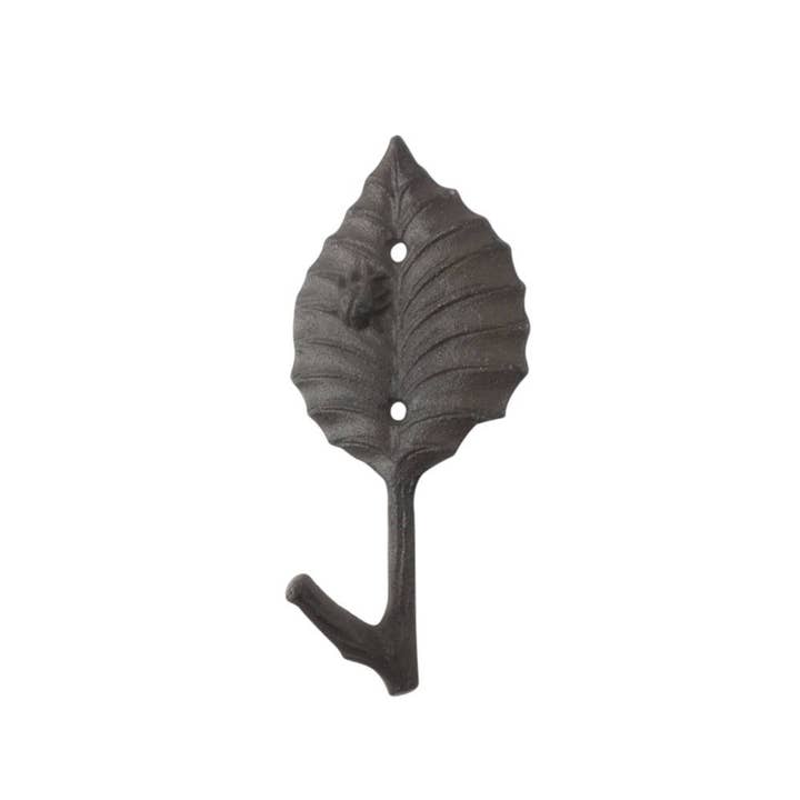 Hampton Ironworks - Wholesale Wall hook - Cast Iron Birch Tree Leaf Decorative Metal Tree Branch Hook 5.5"