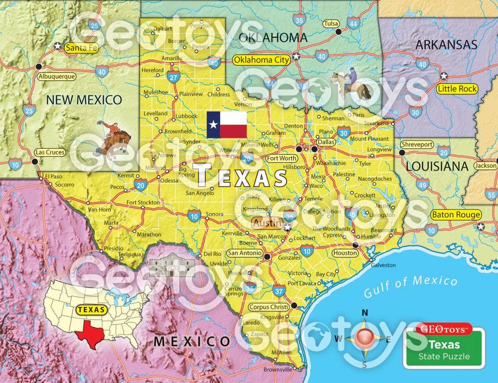 Geotoys - Wholesale Puzzle - Kids - Geotoys 100 Piece Magnetic Puzzle - Texas1
