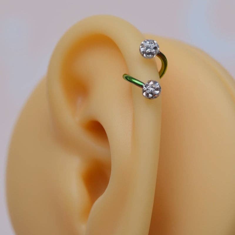 StockJWL - Vendita all'ingrosso Orecchini singoli - Piercing a Spirale Ritorto Piercing a Spirale Orecchini a Spirale in Acciaio Ondulato per Trago, Elica e Cartilagine Oro Argento Nero25