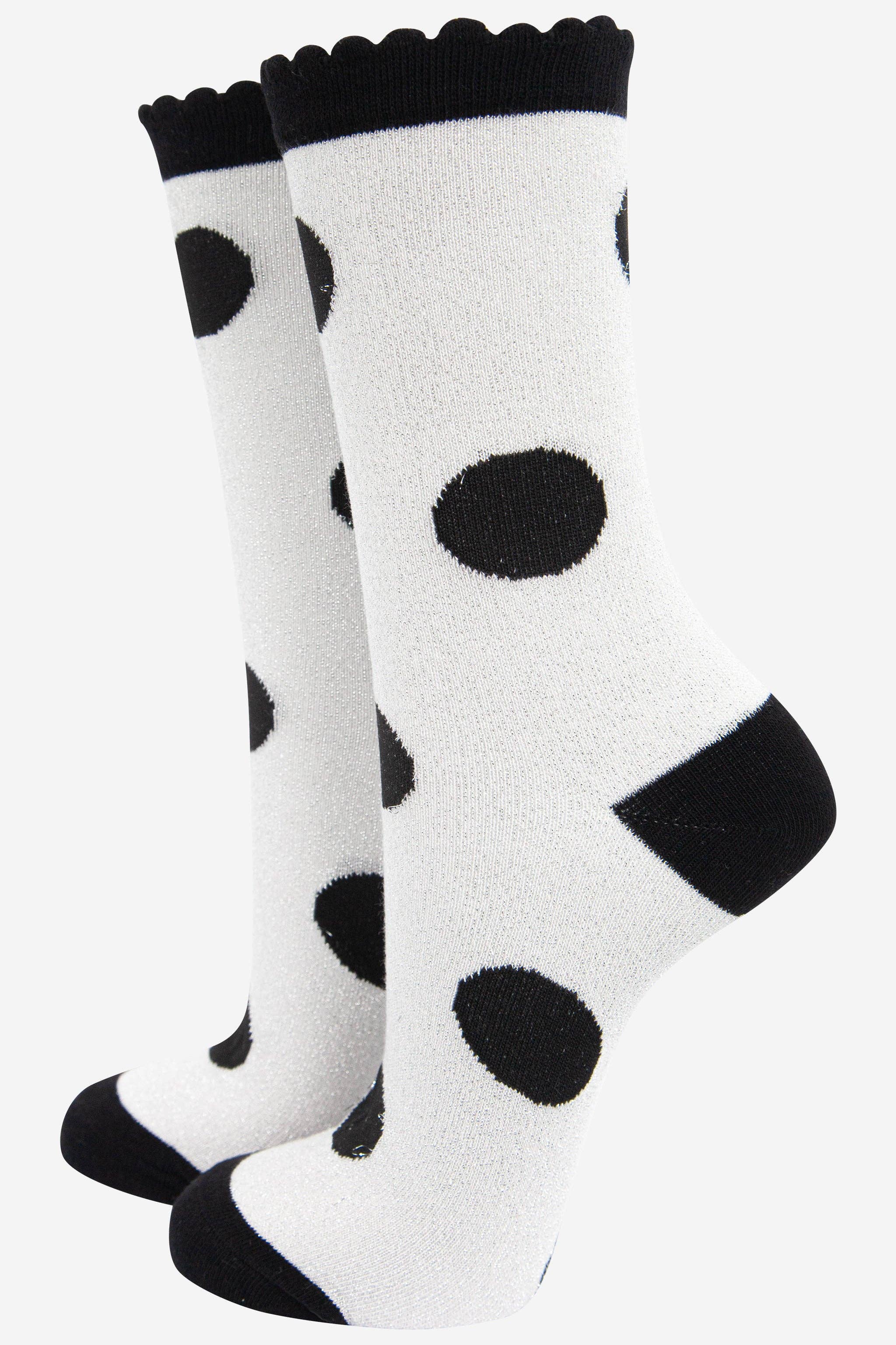 Sock Talk – Meias - Mulher por atacado – Meias femininas em algodão glitter com manchas grandes de bolinhas0