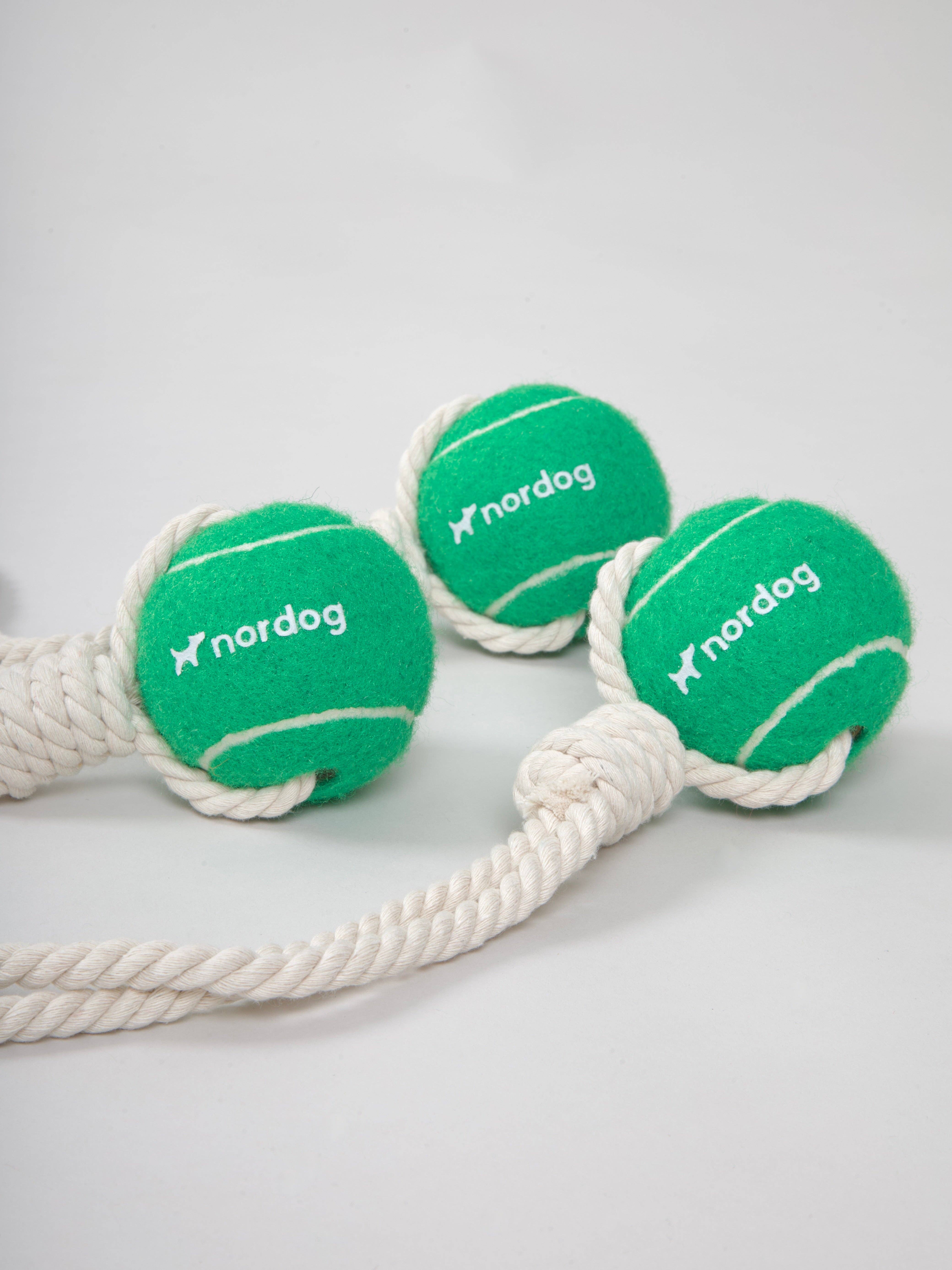 Nordog – Engroshandel Tovlegetøj - Hund – Tennisbold med reb (grøn)1