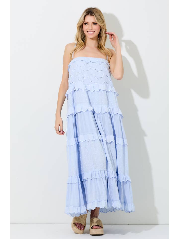 Baevely by Wellmade USA - Wholesale Dress - Women's - EYELET SPAGHETTI STRAP MAXI DRESS8