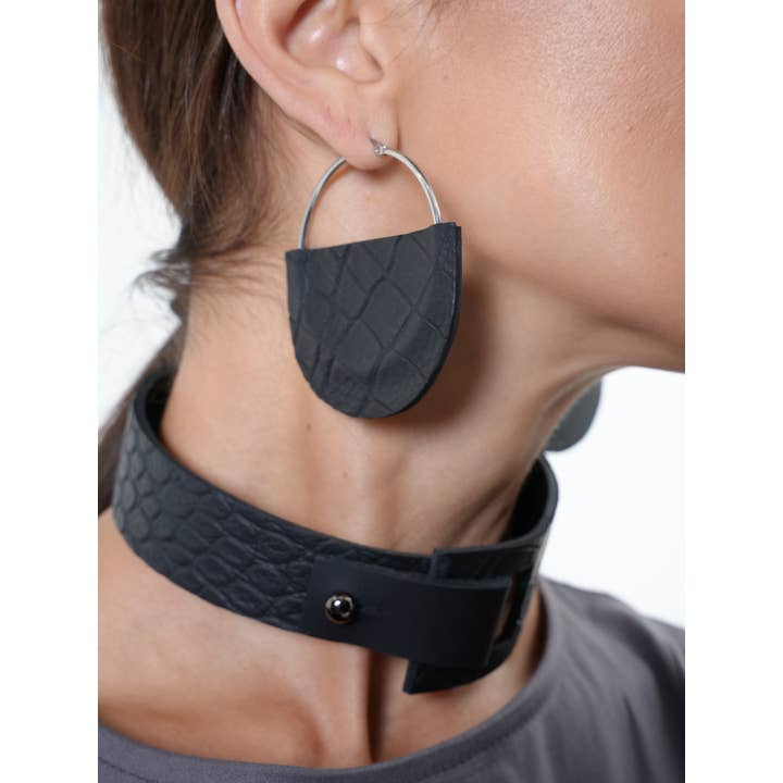 Metamorphoza - Wholesale Dangle Earrings - Structured Genuine Leather Earrings7