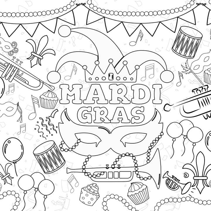 Creative Crayons Workshop - Wholesale Kleurboek - Kinderen en baby - Mardi Gras kleurtafelkleed | Feestdecoratie in New Orleans3