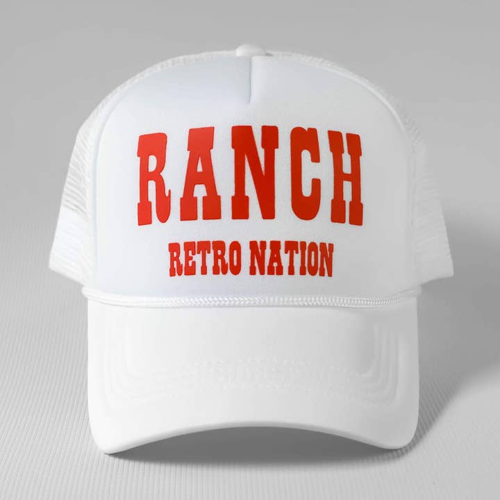 Ranch Trucker Hat - White/Red for wholesale by Retro Nation