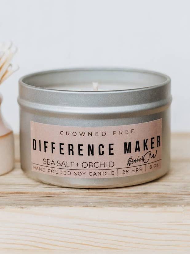 Difference Maker Candle - 8oz - Made by Survivors for wholesale by Crowned Free